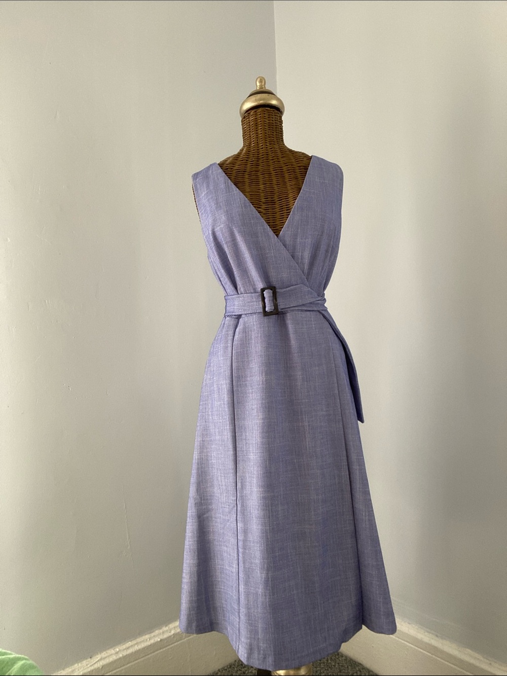 Ann Taylor Blue Wrap-Style Midi Dress